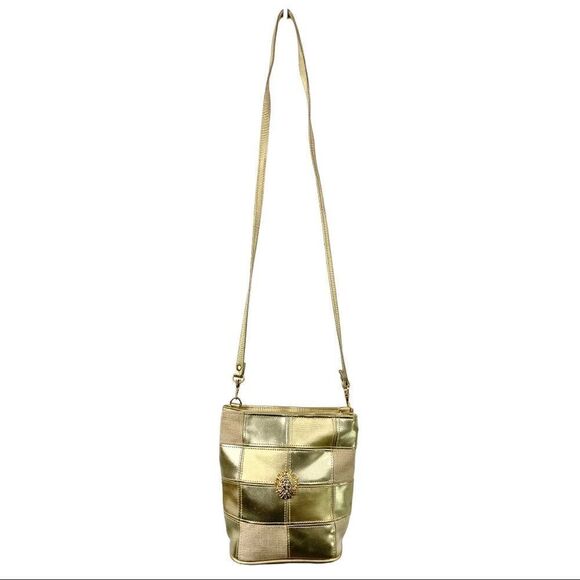 VINTAGE Medusa Gold Metallic Patchwork Crossbody Bag ( like Versace) - Picture 5 of 11